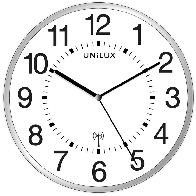 UNiLUX wall clock MAXI WAVE, silver, radio-controlled, diameter 380 mm
